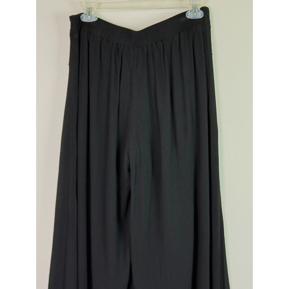 Umgee Black Gauze Wide Leg Pull On Pants Boho Palazzo Flowy Artsy Casual Medium - Picture 6 of 8